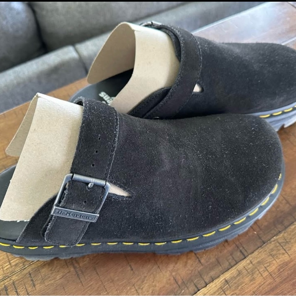 Dr. Martens Black Mules with Yellow Stitching - Picture 3 of 7